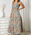 Women's Double Take Floral V-Neck Tiered Sleeveless Dress