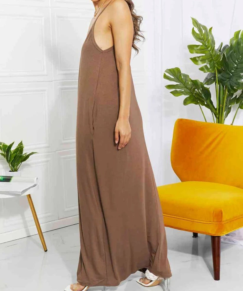 Women's Zenana Full Size Beach Vibes Cami Maxi Dress in Mocha