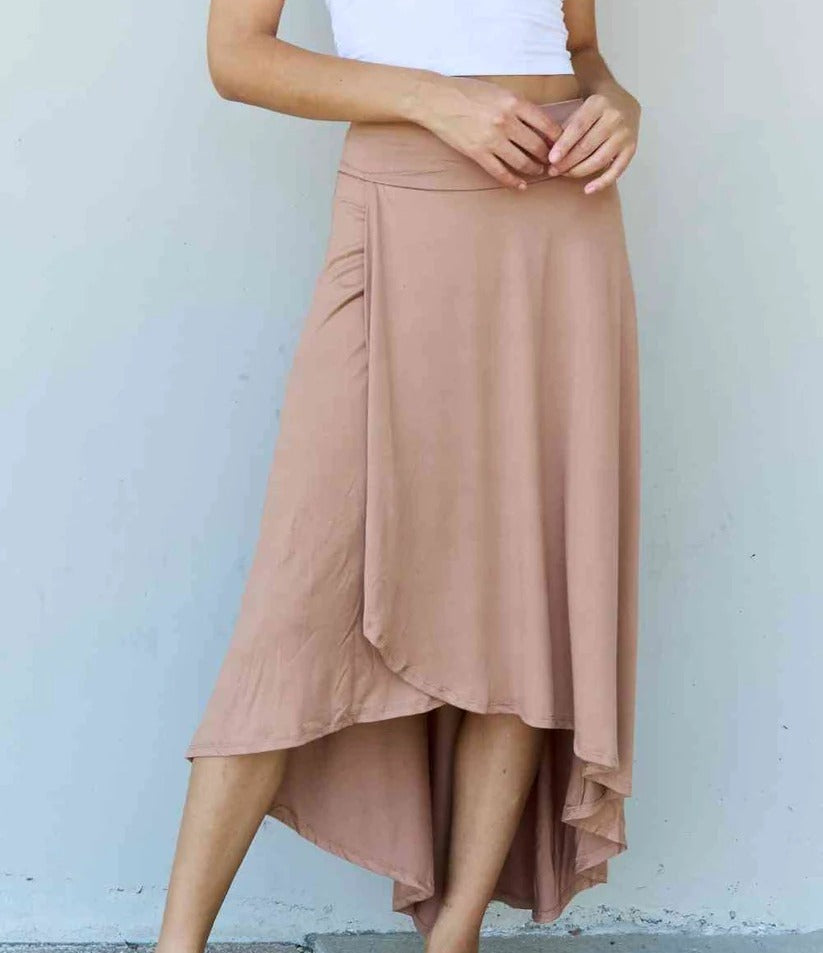 Women's Ninexis First Choice High Waisted Flare Maxi Skirt in Camel