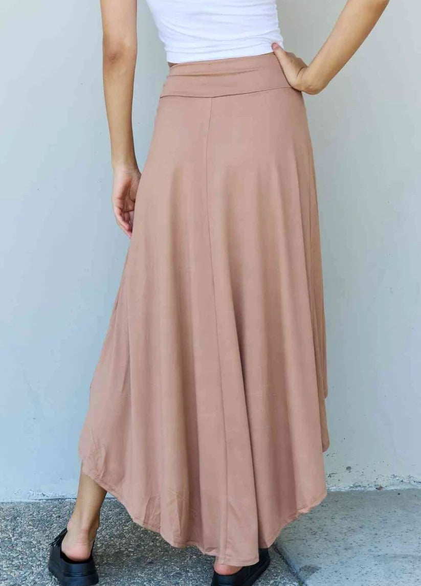 Women's Ninexis First Choice High Waisted Flare Maxi Skirt in Camel