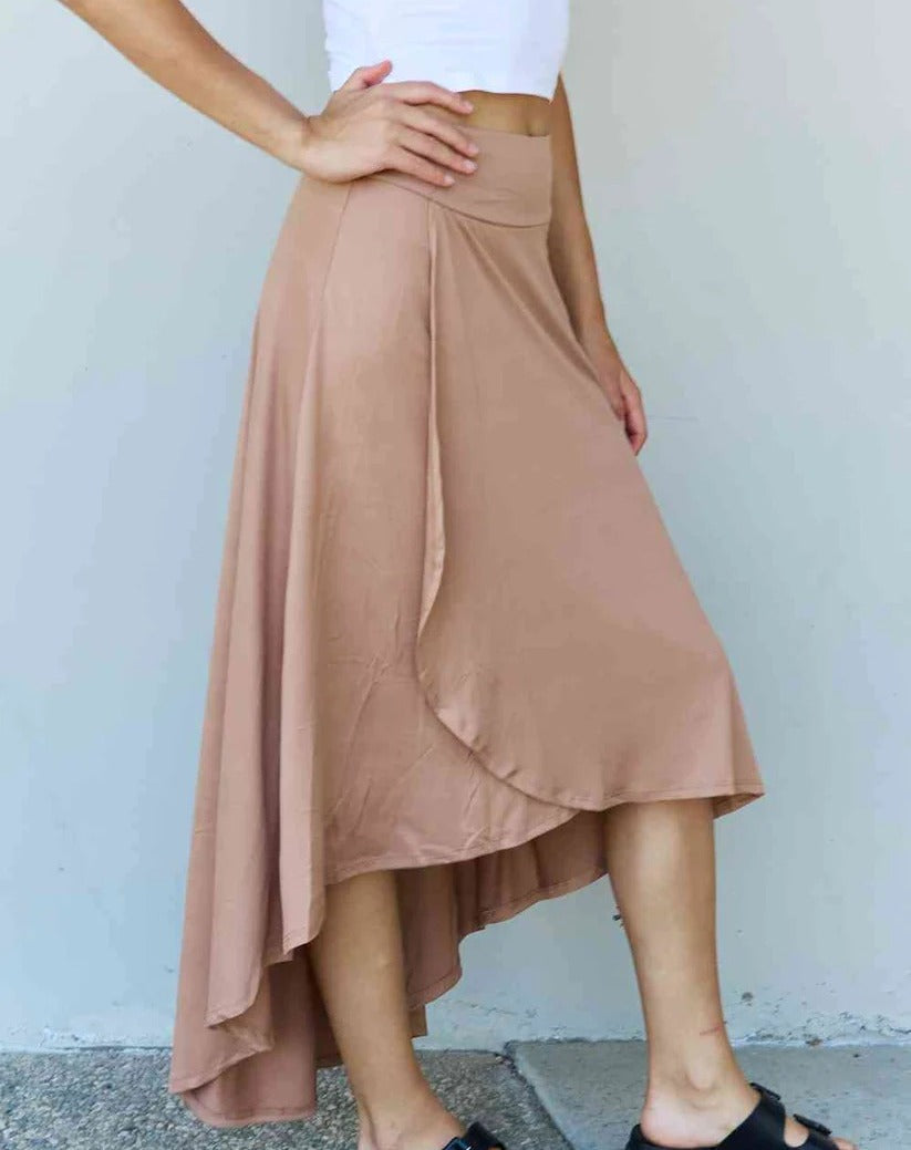 Women's Ninexis First Choice High Waisted Flare Maxi Skirt in Camel