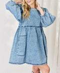 HEYSON Full Size Oversized Denim Babydoll Dress