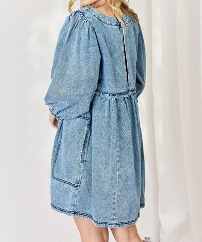 HEYSON Full Size Oversized Denim Babydoll Dress