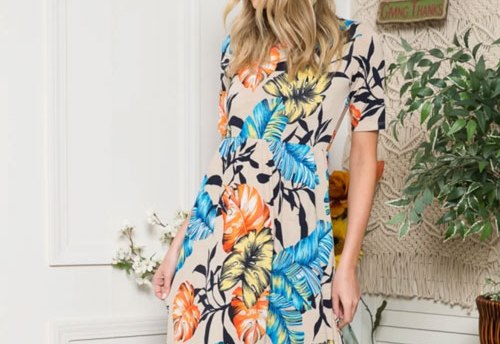 Women's Celeste Full Size Printed Round Neck Short Sleeve Maxi Dress