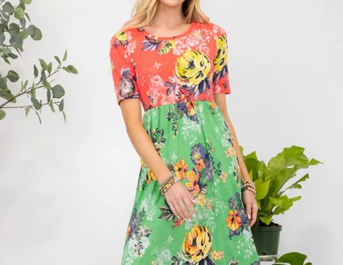 Women's Celeste Full Size Printed Round Neck Short Sleeve Maxi Dress