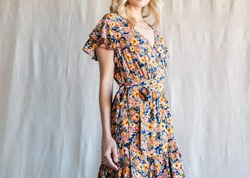 Women's Cotton Bleu by Nu Label Floral Ruffled Midi Dress