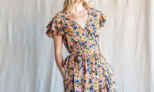 Women's Cotton Bleu by Nu Label Floral Ruffled Midi Dress