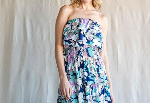 Women's Cotton Bleu by Nu Label Ruffled Floral Midi Dress