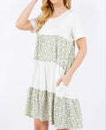 Women's Celeste Full Size Leopard Round Neck Short Sleeve Dress