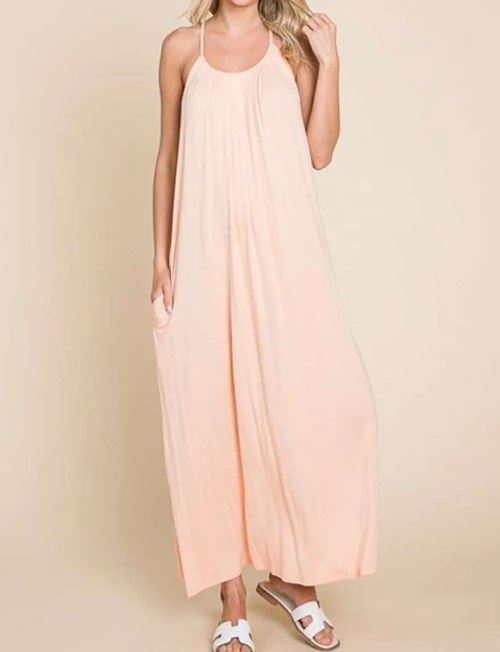 Women's Culture Code Full Size Tie Back Maxi Cami Dress