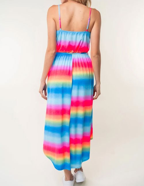 Women's White Birch Full Size Ombre Striped Midi Cami Dress