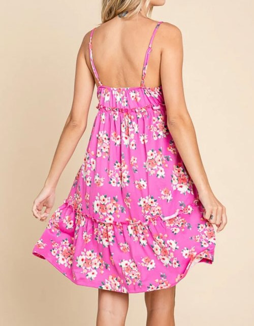 Women's Culture Code Full Size Floral Ruffled Cami Dress