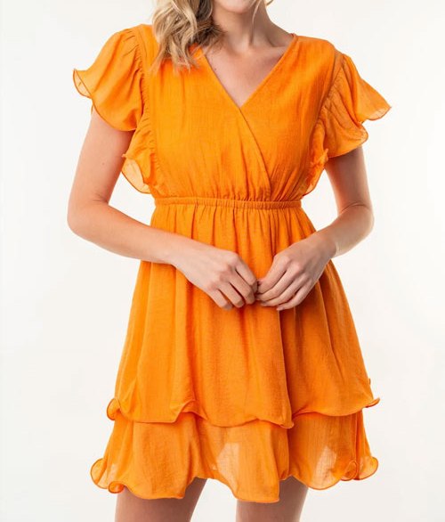 Women's White Birch Full Size Short Sleeve Woven Layered Dress