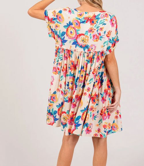 Women's SAGE + FIG Full Size Floral Button-Down Short Sleeve Dress