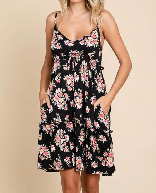 Women's Culture Code Full Size Floral Frill Cami Dress