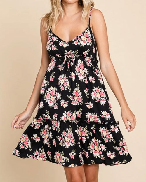 Women's Culture Code Full Size Floral Frill Cami Dress