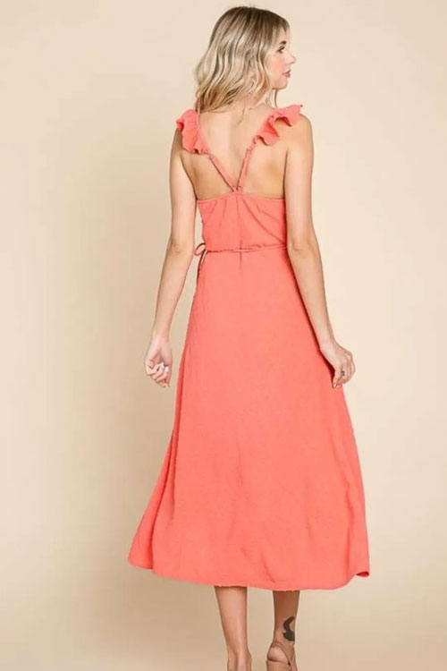 Women's Culture Code Ruffle Detail Surplice Wrap Slip Dress