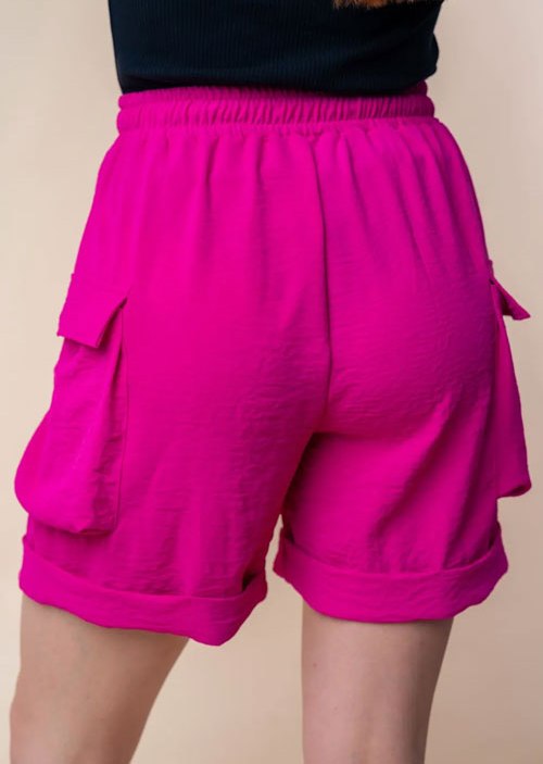 Women's White Birch High Waisted Drawstring Knit Cargo Shorts