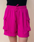 Women's White Birch High Waisted Drawstring Knit Cargo Shorts