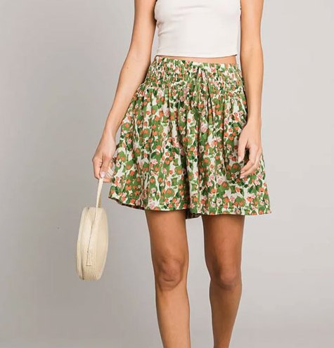 Women's Cotton Bleu by Nu Label Floral Printed Smocked Waist Skorts