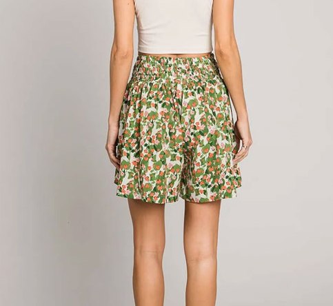 Women's Cotton Bleu by Nu Label Floral Printed Smocked Waist Skorts