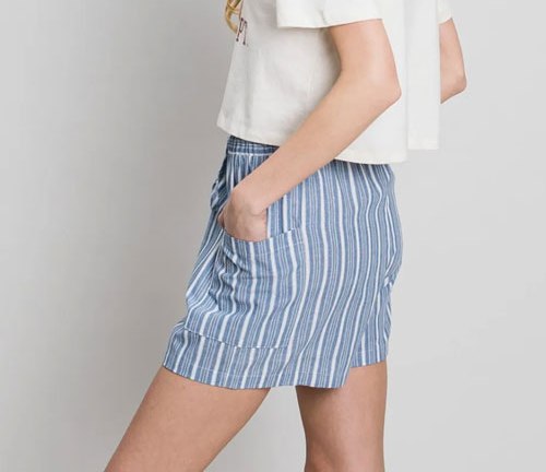 Women's Cotton Bleu by Nu Label Yarn Dye Striped Shorts