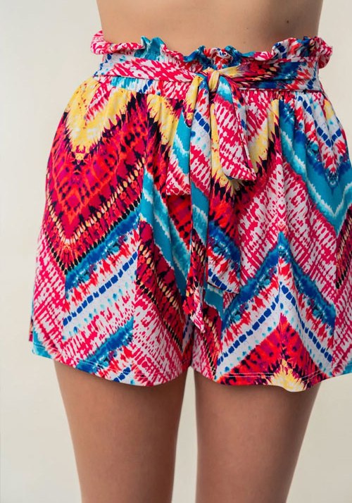 Women's White Birch High Waisted Printed Shorts