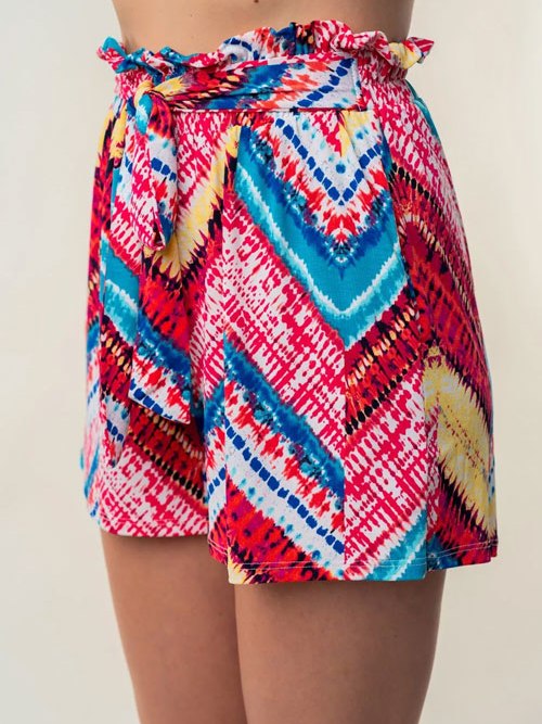 Women's White Birch High Waisted Printed Shorts