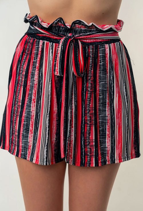 Women's White Birch Full Size High Waisted Striped Shorts