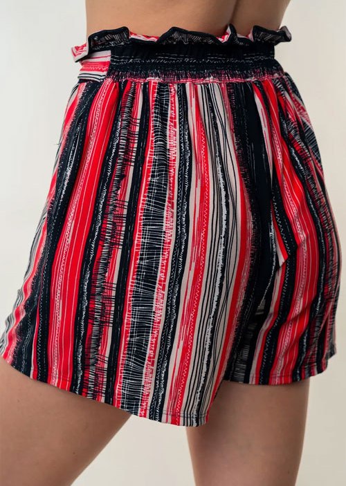 Women's White Birch Full Size High Waisted Striped Shorts