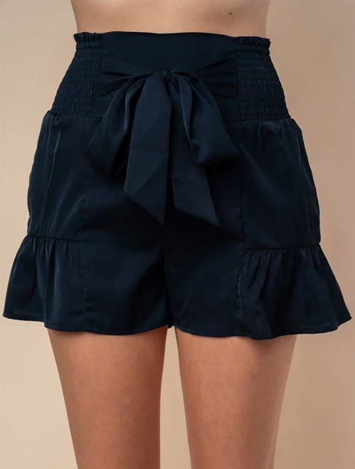 Women's White Birch Full Size High Waisted Smocked Shorts