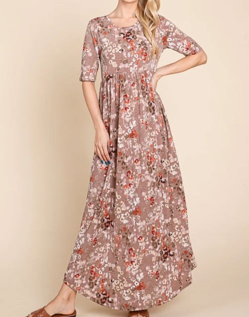 Women's BOMBOM Printed Shirred Maxi Dress