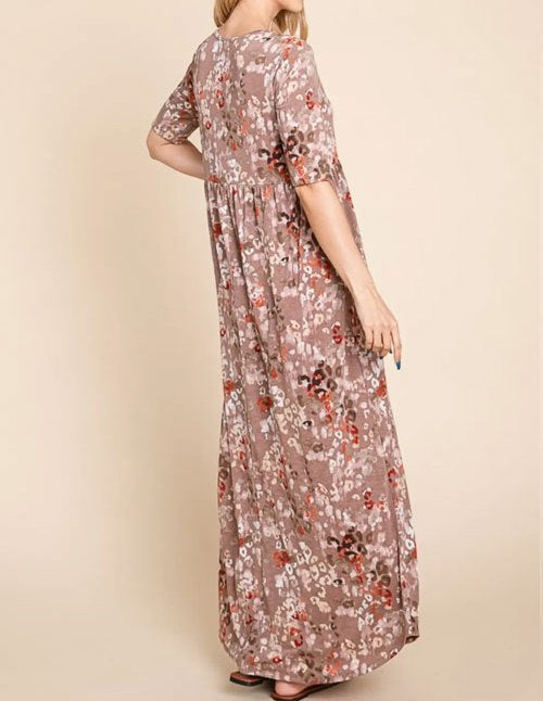 Women's BOMBOM Printed Shirred Maxi Dress