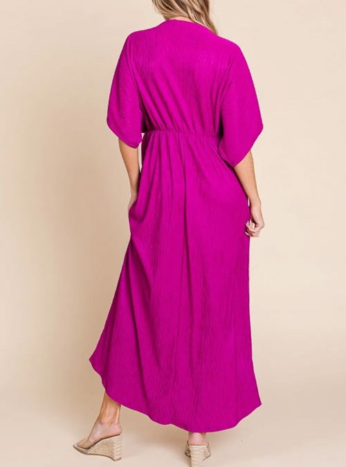 Women's BOMBOM Surplice Maxi Dress with Pockets