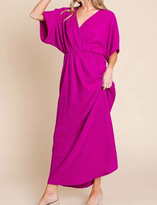Women's BOMBOM Surplice Maxi Dress with Pockets
