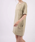 Women's VERY J Washed Round Neck Mini Tee Dress