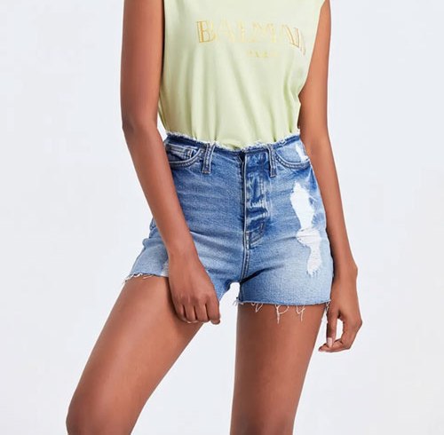 Women's BAYEAS High Rise Bandless Denim Shorts