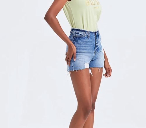 Women's BAYEAS High Rise Bandless Denim Shorts