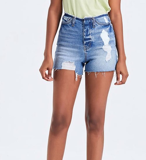 Women's BAYEAS High Rise Bandless Denim Shorts