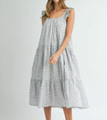 Women's MABLE Floral Ruffle Shoulder Tiered Midi Dress