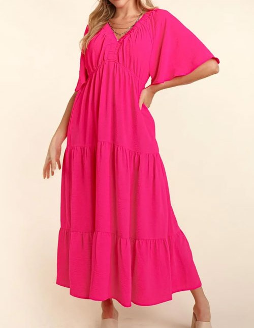Women's Haptics Tiered Babydoll Maxi Dress with Side Pocket