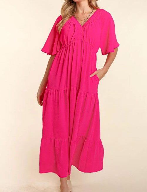 Women's Haptics Tiered Babydoll Maxi Dress with Side Pocket