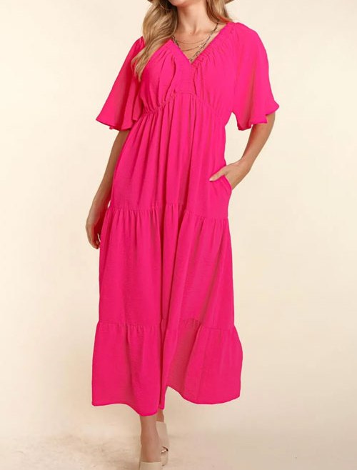Women's Haptics Tiered Babydoll Maxi Dress with Side Pocket
