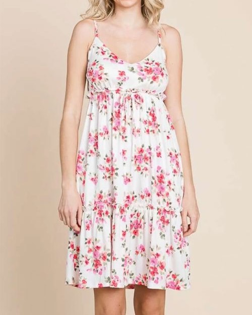 Women's Culture Code Full Size Floral Frill Cami Dress