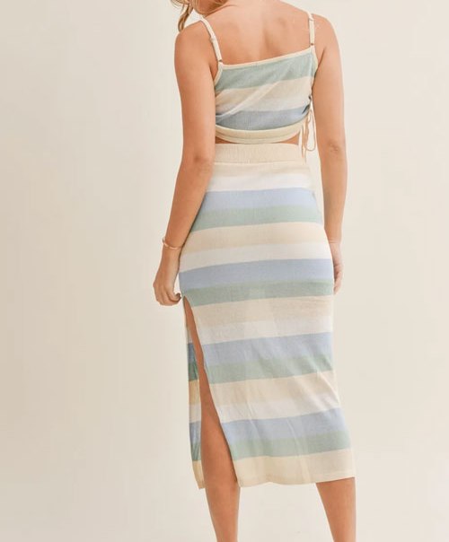 Women's MABLE Striped Knit Cami and Midi Skirt Set