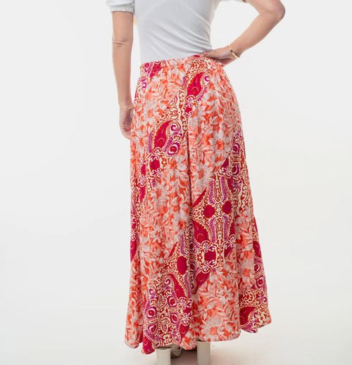 Women's White Birch Full Size High Waisted Floral Woven Skirt