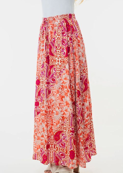 Women's White Birch Full Size High Waisted Floral Woven Skirt