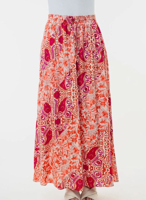Women's White Birch Full Size High Waisted Floral Woven Skirt