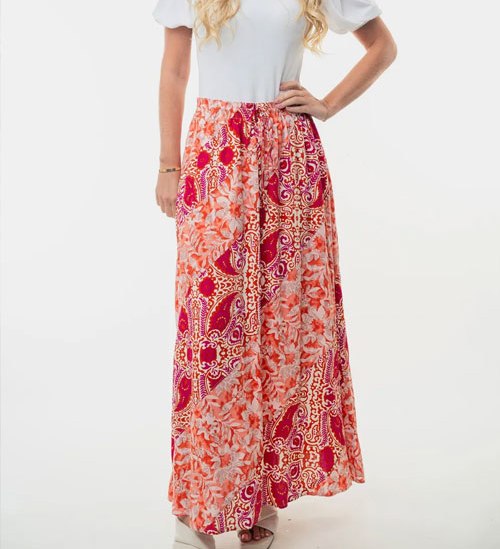 Women's White Birch Full Size High Waisted Floral Woven Skirt