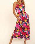 Women's Haptics Pocketed Floral Round Neck Sleeveless Midi Dress